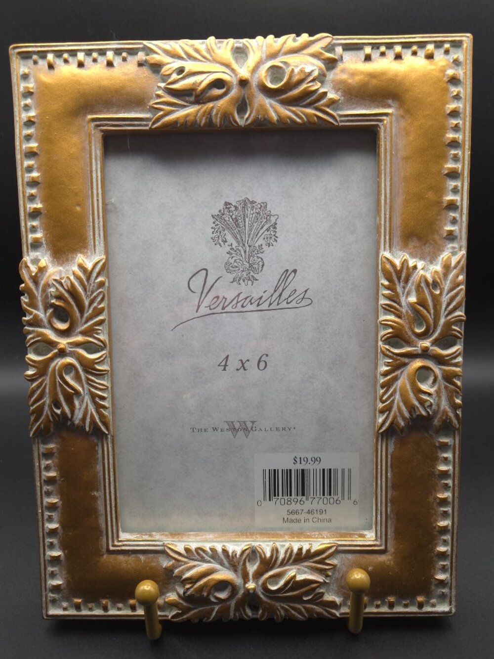 The Weston Gallery Gorgeous Gold Frame With Whitewash For 4"x6" Photo NWT